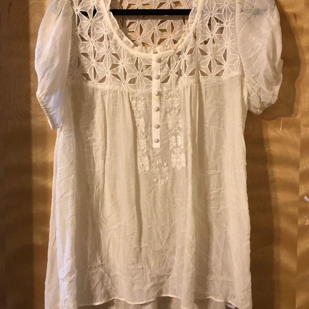 Forever21 White Embellished Cutout Blouse